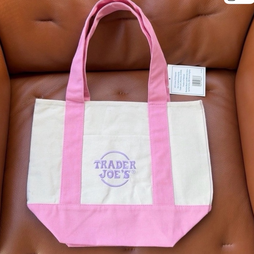 Trader Joe's Pink and Cream Mini Tote Bag